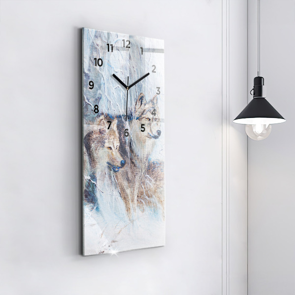 Horloge murale verticale Les loups dans la forêt