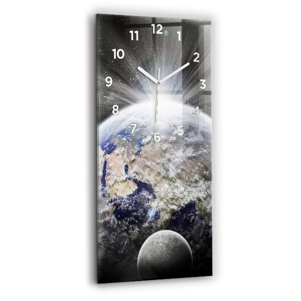 Horloge rectangulaire verticale Terre Lune Soleil