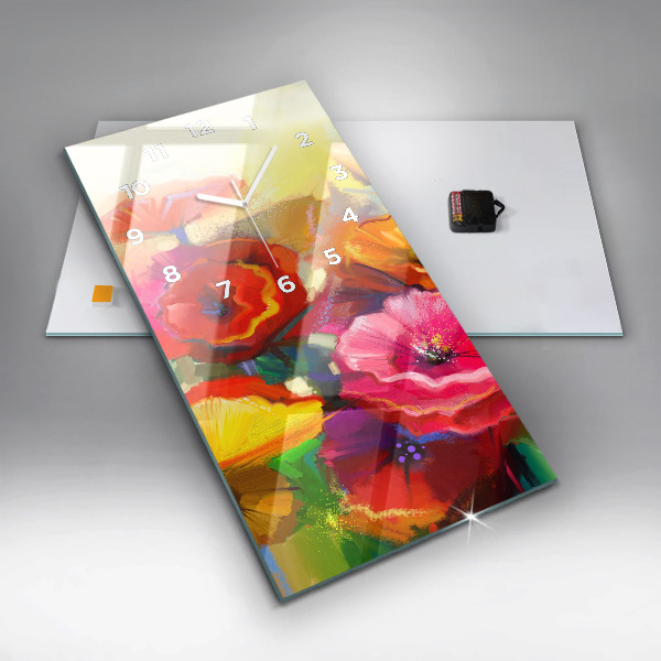 Horloge murale verticale Coquelicots colorés