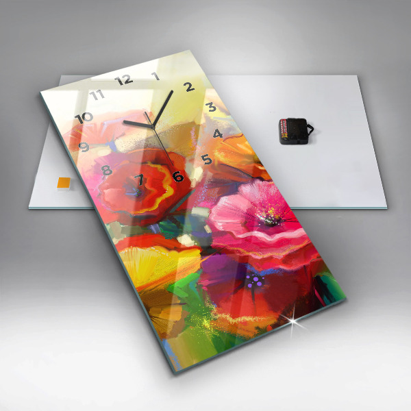 Horloge murale verticale Coquelicots colorés