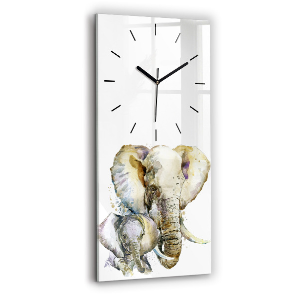 Horloge murale verticale Animaux peints éléphants