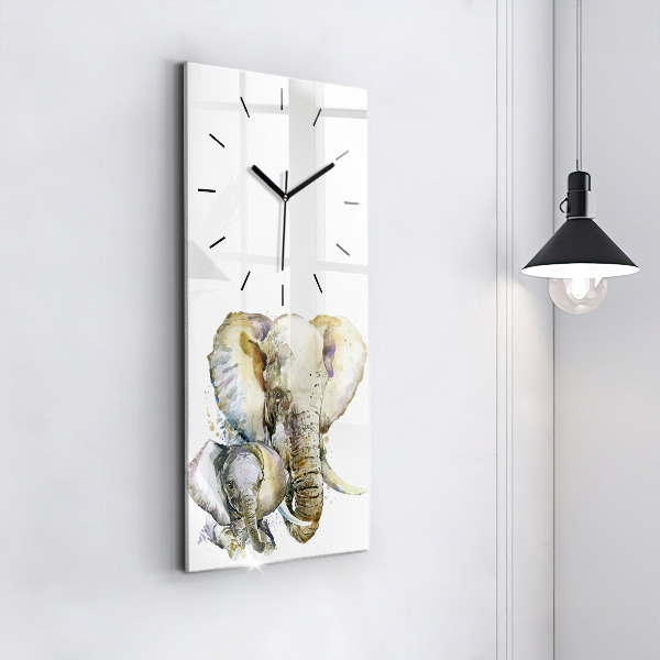 Horloge murale verticale Animaux peints éléphants