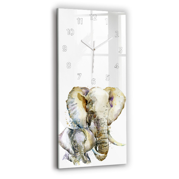 Horloge murale verticale Animaux peints éléphants