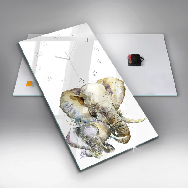 Horloge murale verticale Animaux peints éléphants