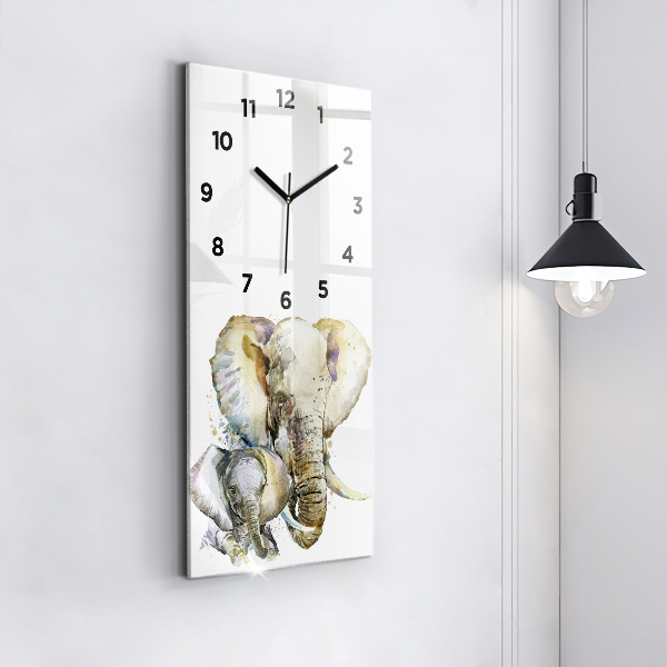 Horloge murale verticale Animaux peints éléphants