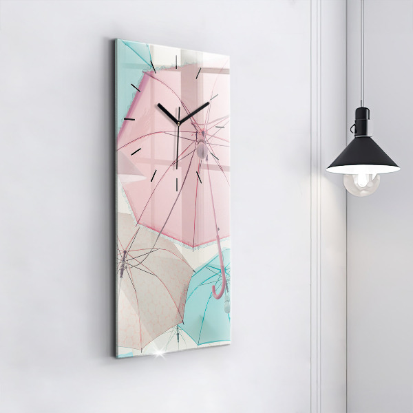 Horloge murale verticale Parapluies pastel