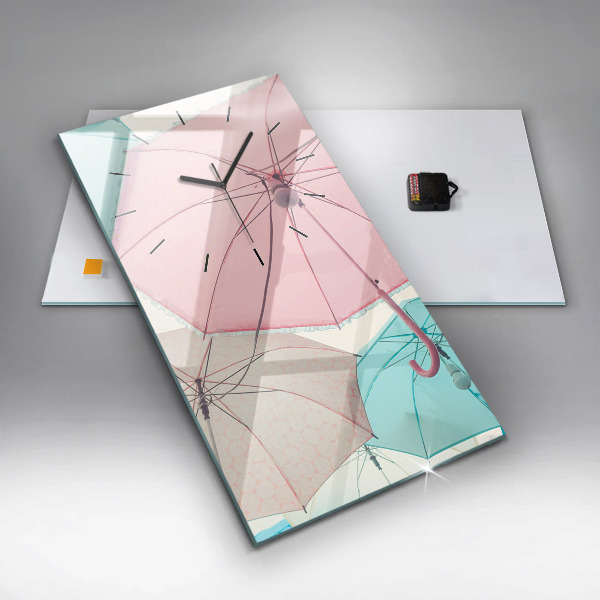 Horloge murale verticale Parapluies pastel