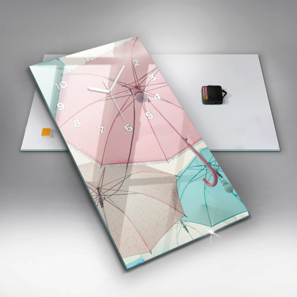 Horloge murale verticale Parapluies pastel