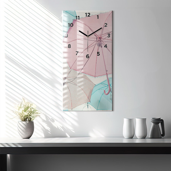 Horloge murale verticale Parapluies pastel