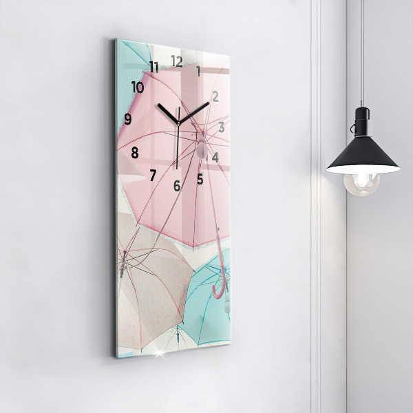 Horloge murale verticale Parapluies pastel