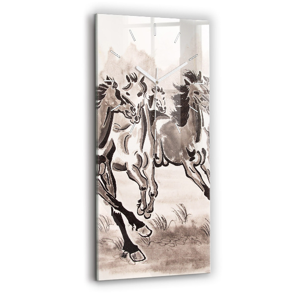 Horloge murale verticale Chevaux au galop