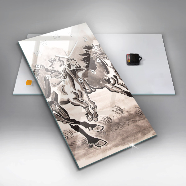 Horloge murale verticale Chevaux au galop