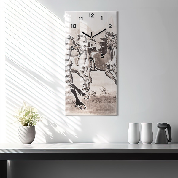 Horloge murale verticale Chevaux au galop