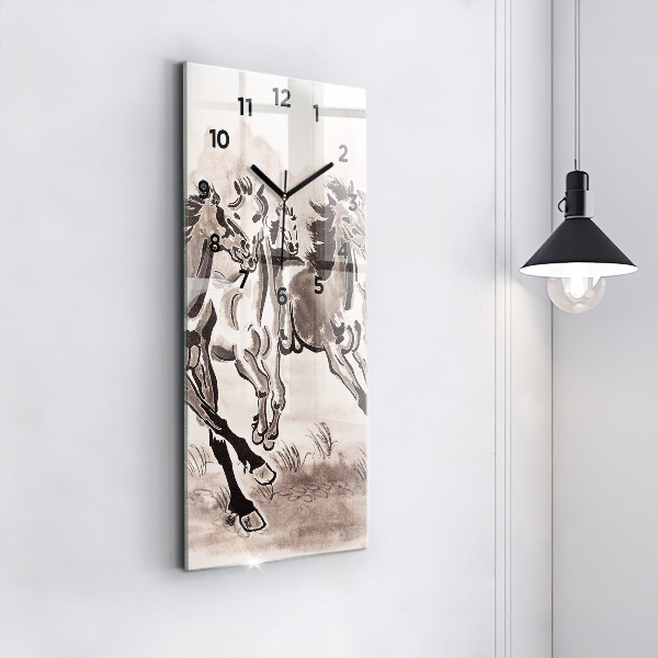 Horloge murale verticale Chevaux au galop