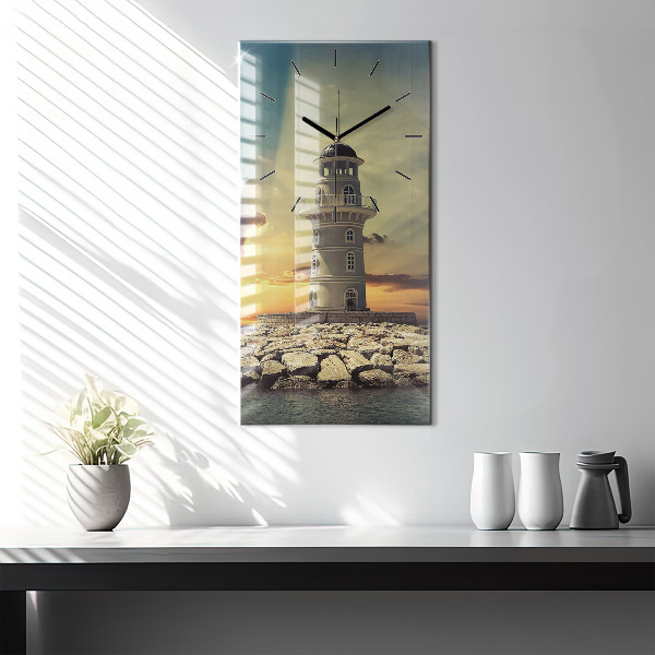 Horloge murale verticale 'Phare sur l''eau'