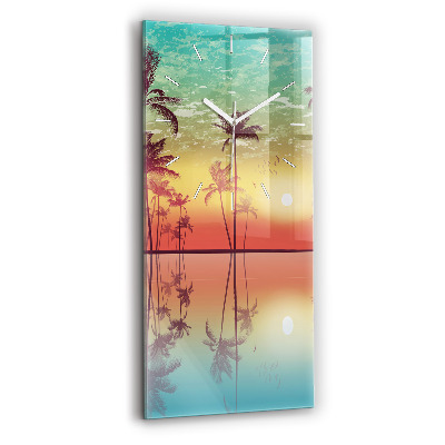 Horloge murale verticale Palmiers tropicaux