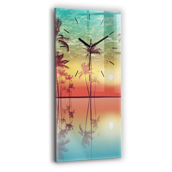 Horloge murale verticale Palmiers tropicaux