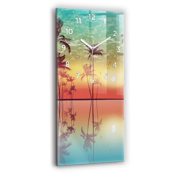 Horloge murale verticale Palmiers tropicaux
