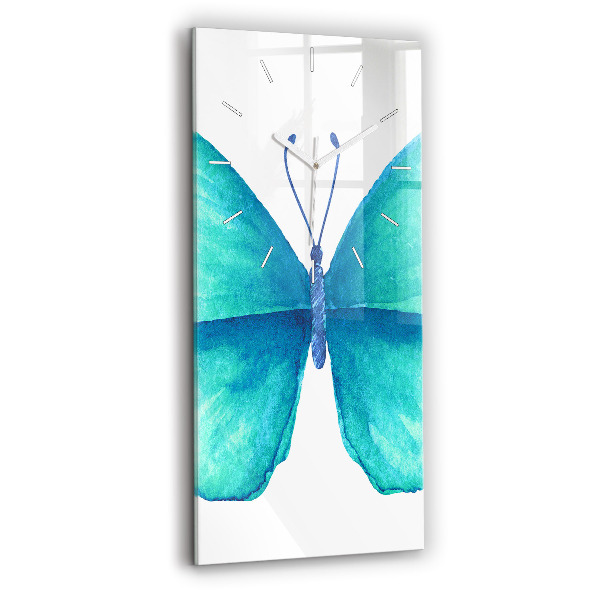 Horloge murale verticale 'Papillon d''été turquoise'