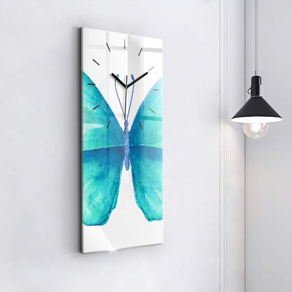 Horloge murale verticale 'Papillon d''été turquoise'