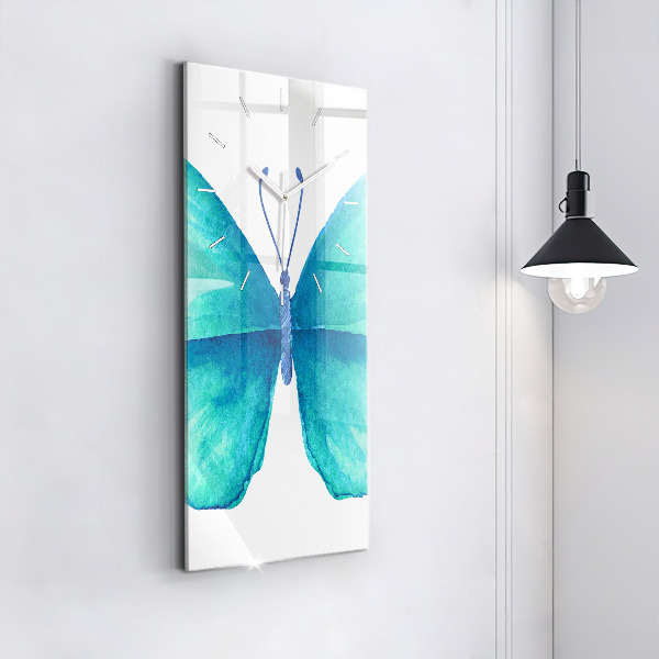 Horloge murale verticale 'Papillon d''été turquoise'