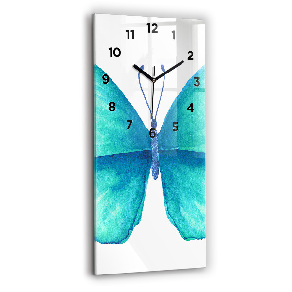 Horloge murale verticale 'Papillon d''été turquoise'