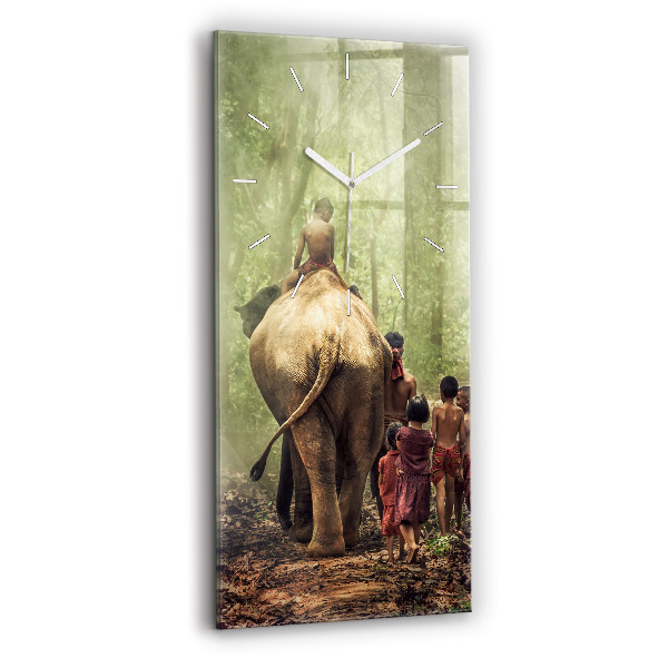 Horloge murale verticale Enfants conduisant un éléphant