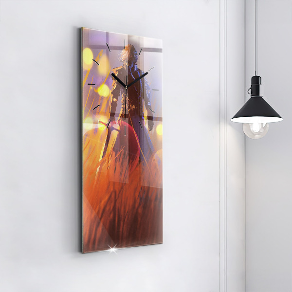 Horloge murale verticale Chevalier avec une épée