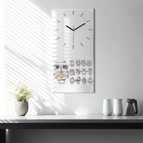 Horloge murale verticale Affiche vintage de hibou