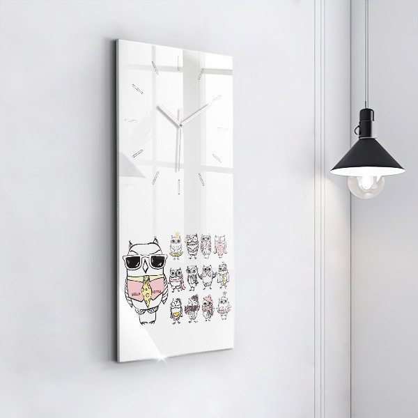 Horloge murale verticale Affiche vintage de hibou