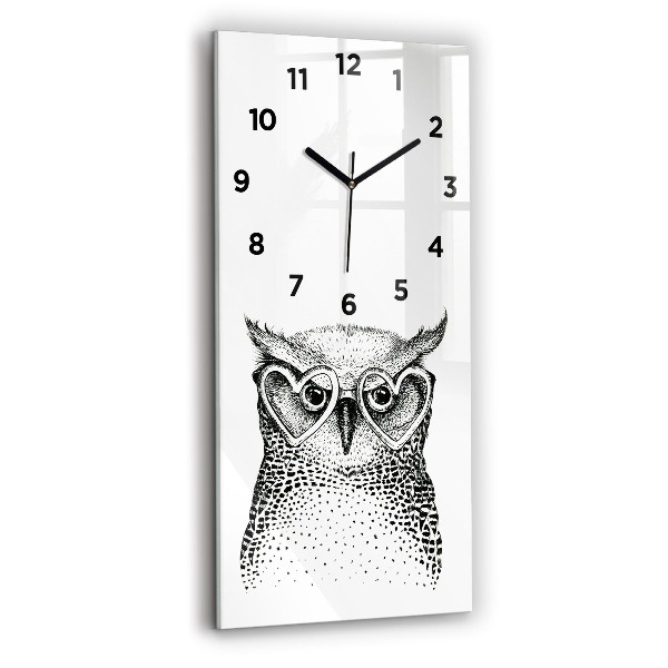 Horloge murale verticale Hibou dessiné avec des lunettes