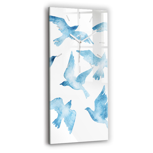 Horloge murale verticale Oiseaux bleus volants