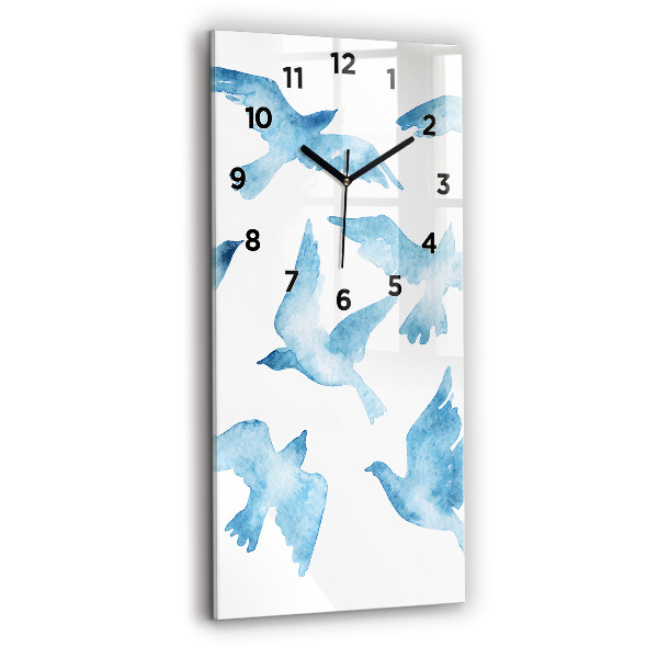 Horloge murale verticale Oiseaux bleus volants