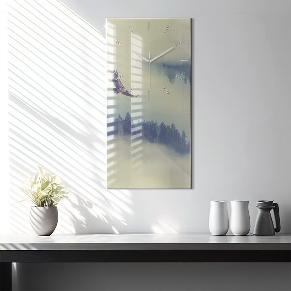 Horloge murale verticale Aigle de la forêt brumeuse