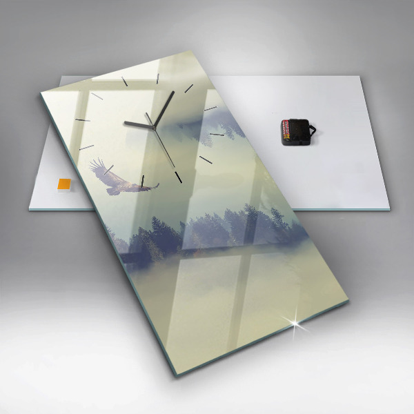 Horloge murale verticale Aigle de la forêt brumeuse