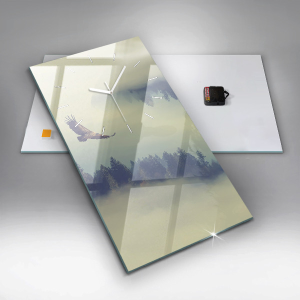 Horloge murale verticale Aigle de la forêt brumeuse