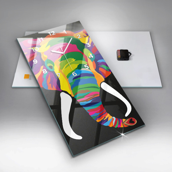 Horloge murale verticale Éléphant coloré