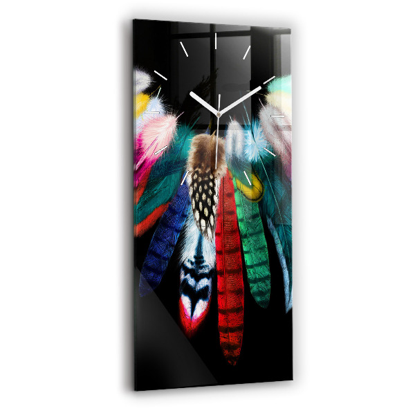 Horloge murale verticale 'Plumes d''oiseaux colorées'