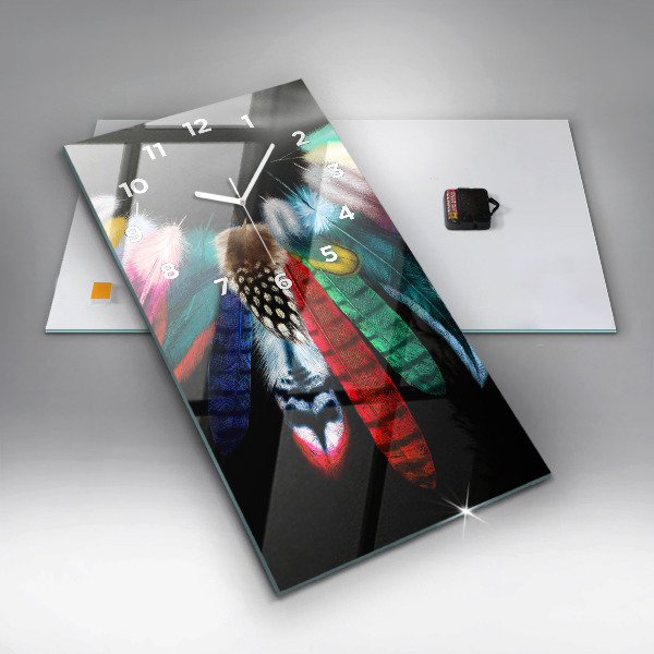 Horloge murale verticale 'Plumes d''oiseaux colorées'