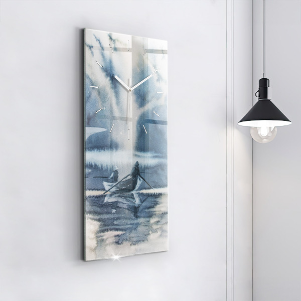 Horloge murale verticale Pêcheur sur le lac