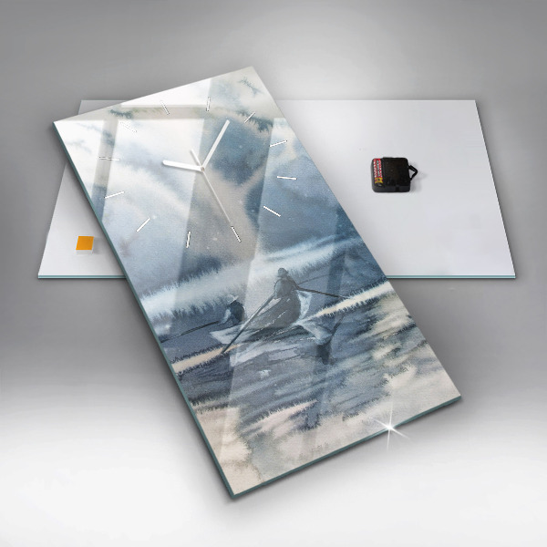 Horloge murale verticale Pêcheur sur le lac