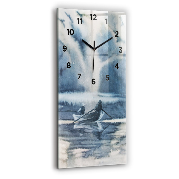 Horloge murale verticale Pêcheur sur le lac