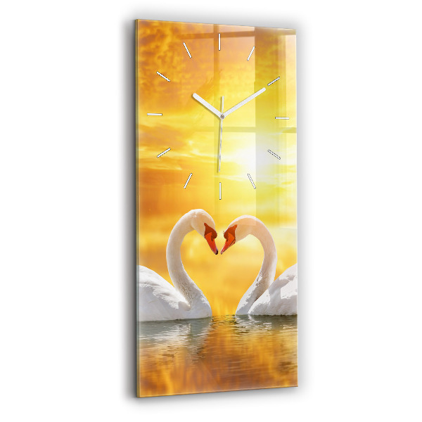 Horloge murale verticale Cygnes amoureux