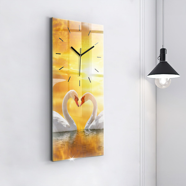 Horloge murale verticale Cygnes amoureux