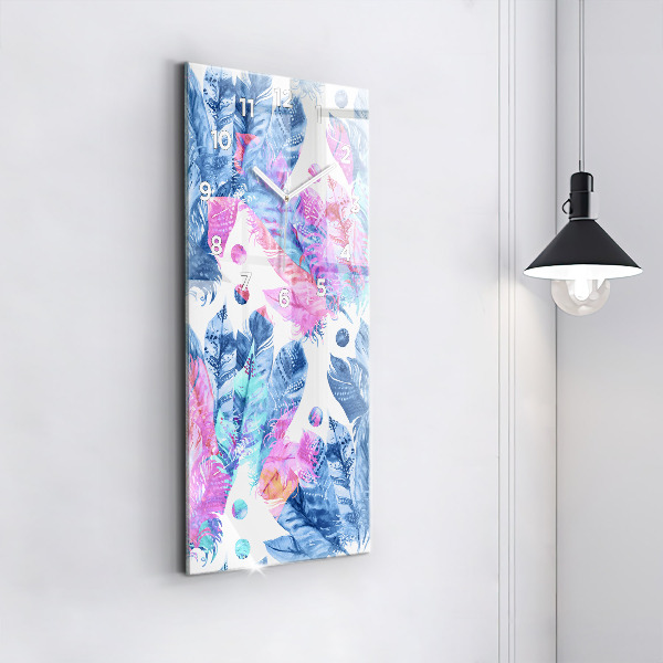 Horloge murale verticale plumes colorées