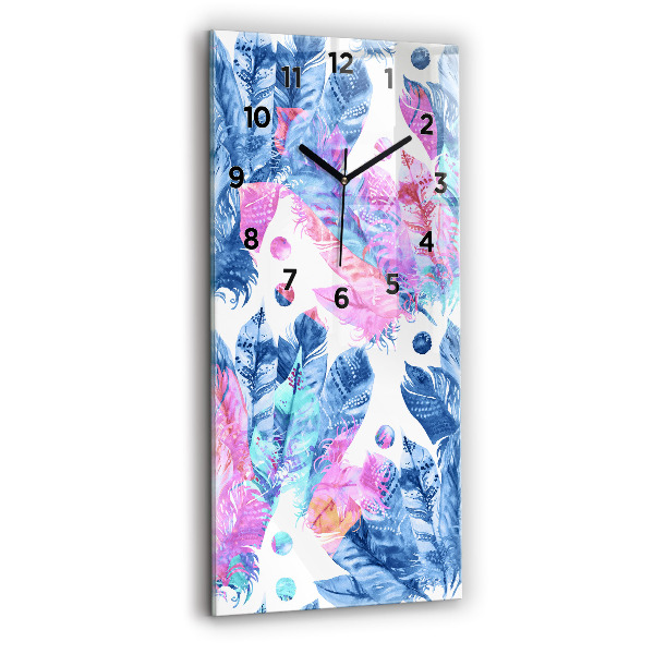 Horloge murale verticale plumes colorées