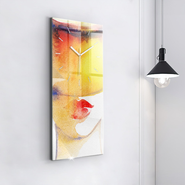 Horloge murale verticale Femme au chapeau