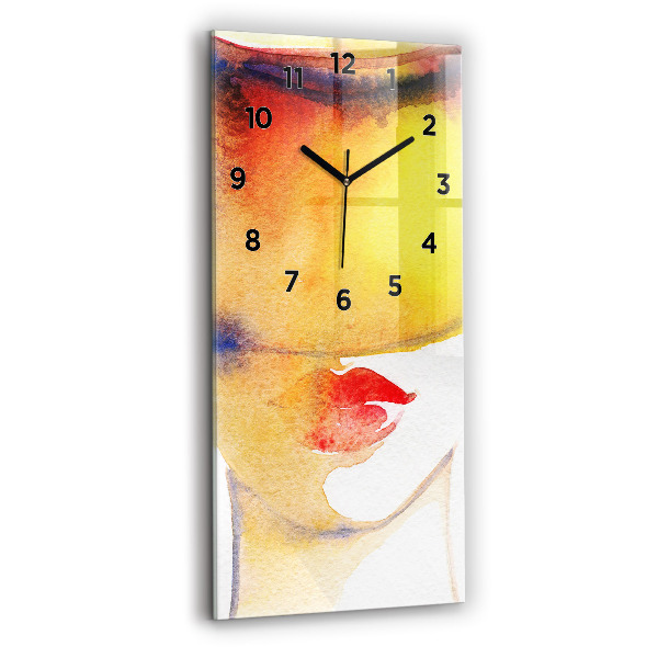 Horloge murale verticale Femme au chapeau
