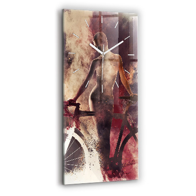 Horloge murale verticale Femme et vélo