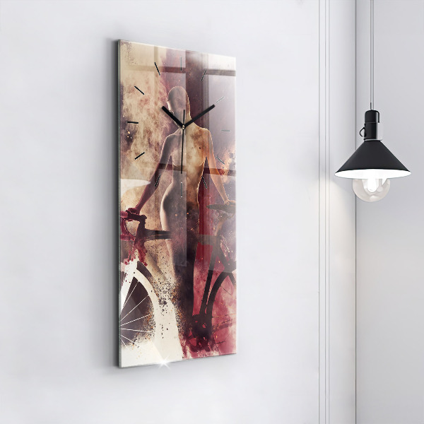 Horloge murale verticale Femme et vélo